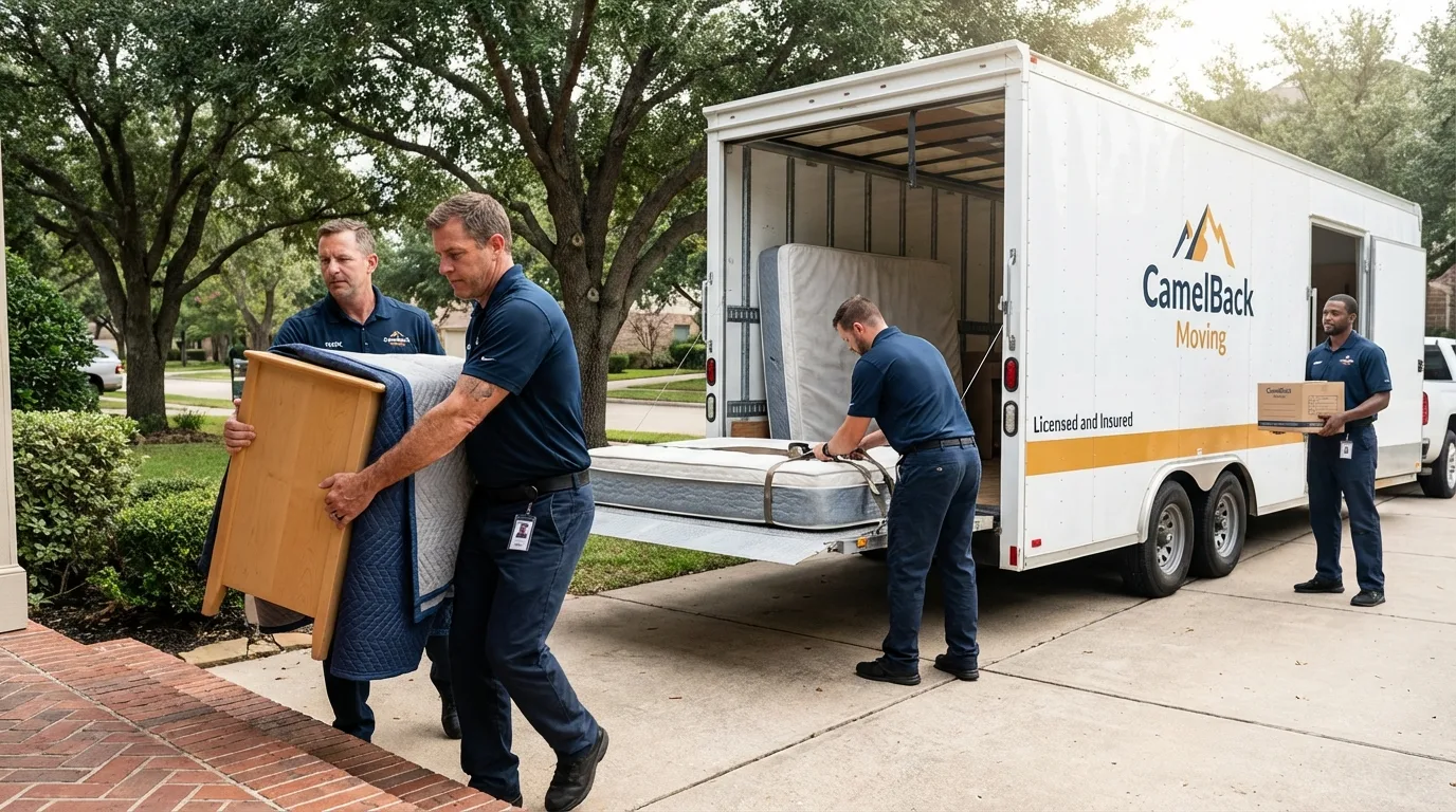 Crew loading residential truck for cross-state move from Clayton, DE