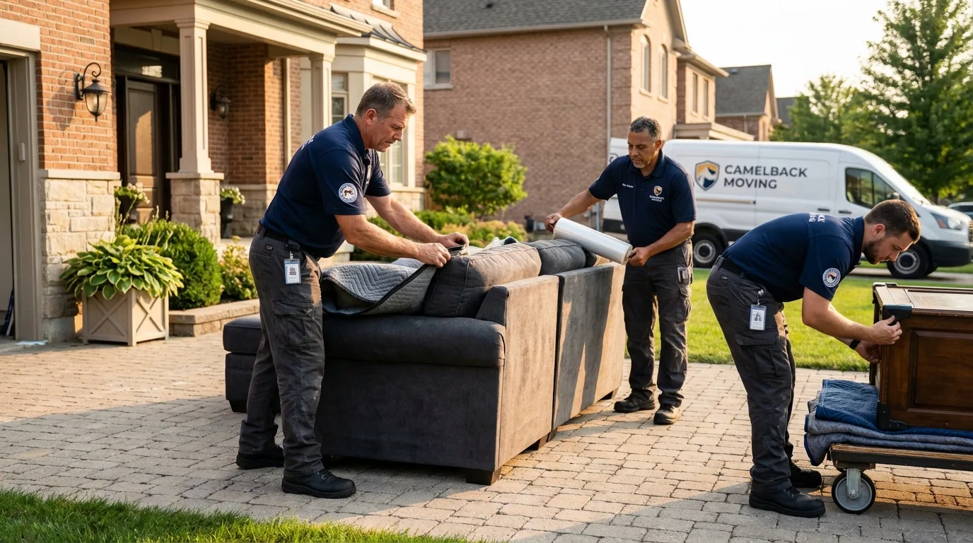 Large estate moving crew wrapping furniture in Clayton, DE